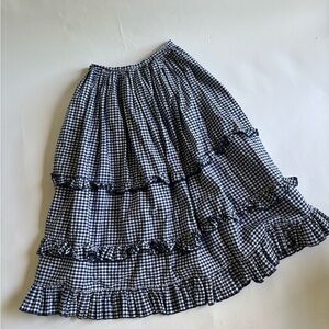 Sandy liang Gingham Checkered Skirt - navy and White
